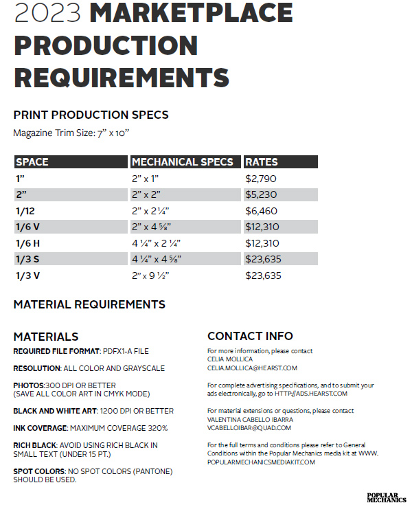 2023 Marketplace Ad Specifications - Popular Mechanics Media Kit