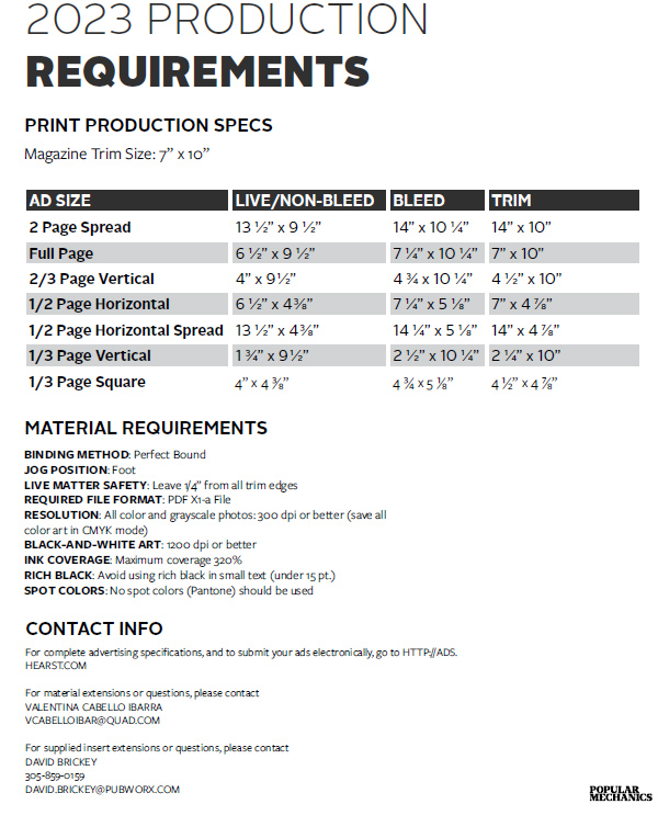2023 General Ad Specifications - Popular Mechanics Media Kit