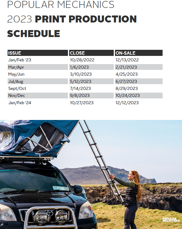 2023 Production Calendar - Popular Mechanics Media Kit
